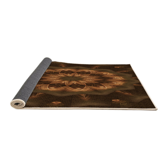 Thickness of Patterned Mahogany Brown Rug, pat1866org