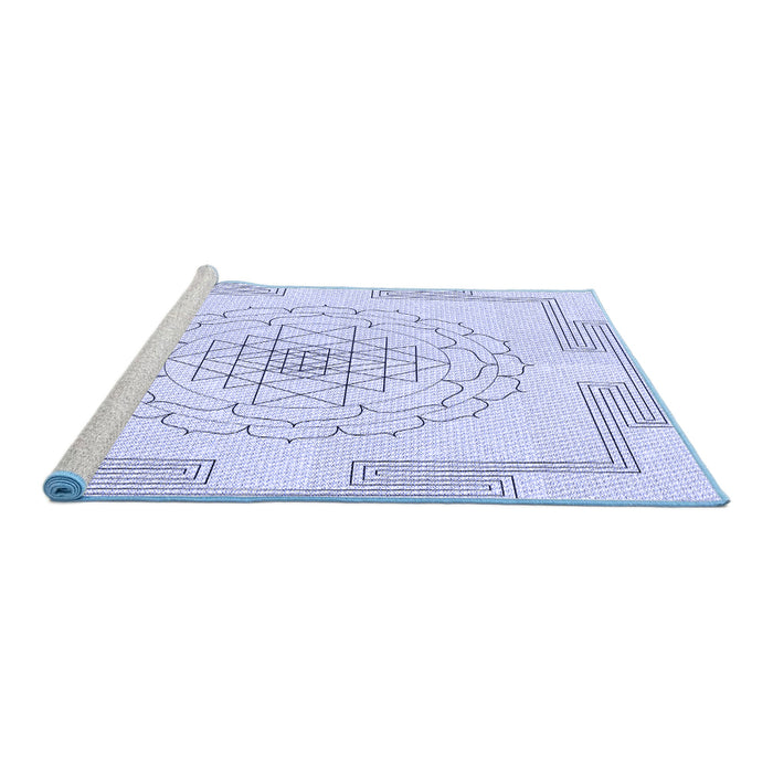 Sideview of Machine Washable Transitional Lavender Blue Rug, wshpat1867blu