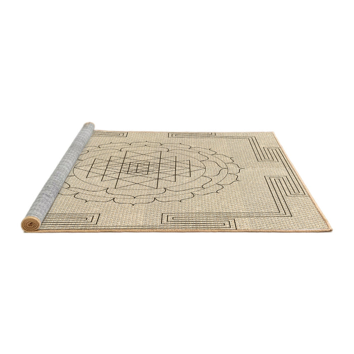 Sideview of Machine Washable Transitional Moccasin Beige Rug, wshpat1867brn