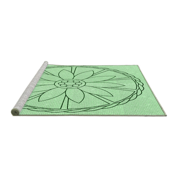 Sideview of Machine Washable Transitional Mint Green Rug, wshpat1868grn