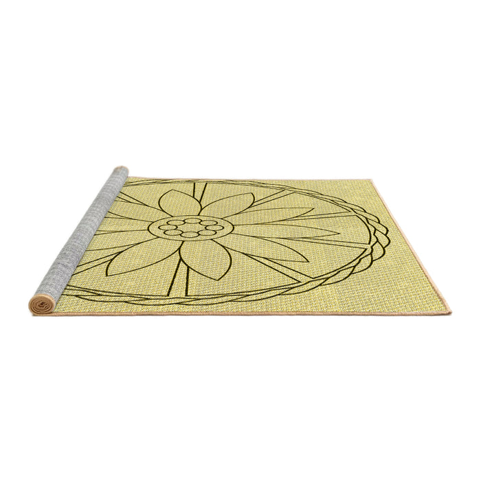 Sideview of Machine Washable Transitional Sun Yellow Rug, wshpat1868yw