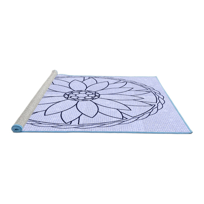Sideview of Machine Washable Transitional Lavender Blue Rug, wshpat1869blu