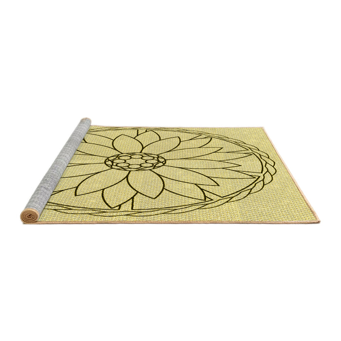 Sideview of Machine Washable Transitional Sun Yellow Rug, wshpat1869yw