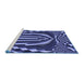 Sideview of Machine Washable Transitional Blue Rug, wshpat187blu