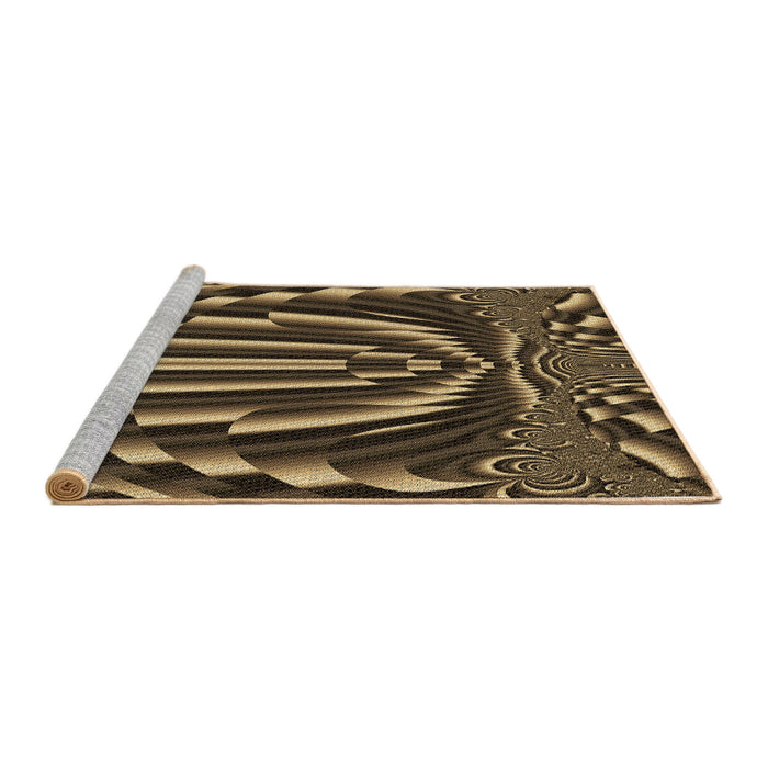 Sideview of Machine Washable Transitional Bronze Brown Rug, wshpat187brn