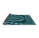 Thickness of Patterned Dark Turquoise Green Rug, pat187lblu