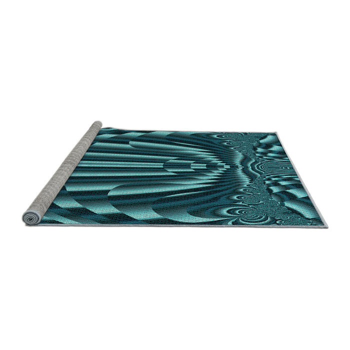 Sideview of Machine Washable Transitional Dark Turquoise Green Rug, wshpat187lblu