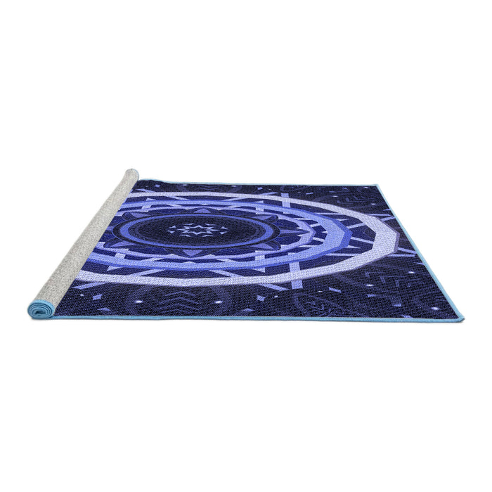 Sideview of Machine Washable Transitional Medium Slate Blue Rug, wshpat1870blu