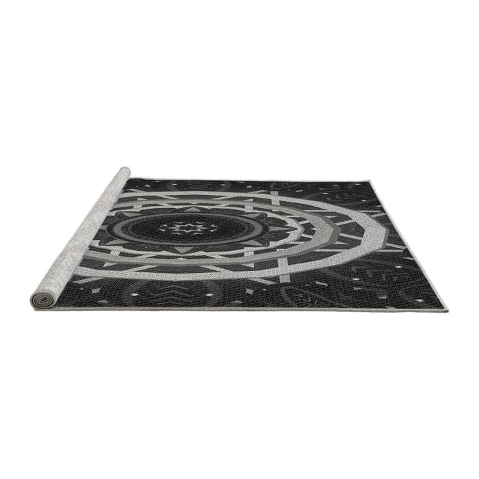 Sideview of Machine Washable Transitional Charcoal Black Rug, wshpat1870gry