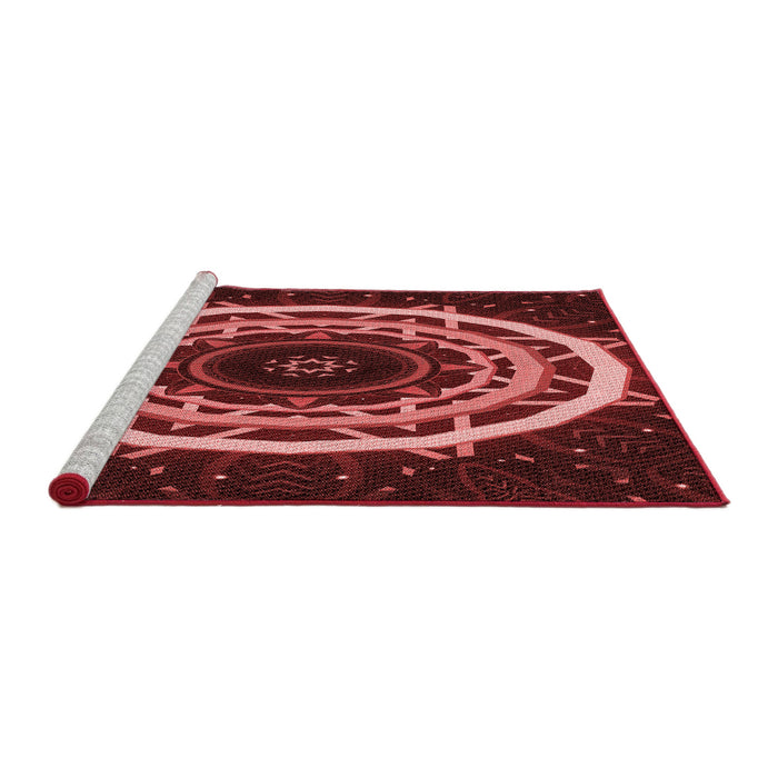 Sideview of Machine Washable Transitional Maroon Red Rug, wshpat1870rd