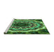 Sideview of Machine Washable Transitional Dark Forest Green Rug, wshpat1871grn