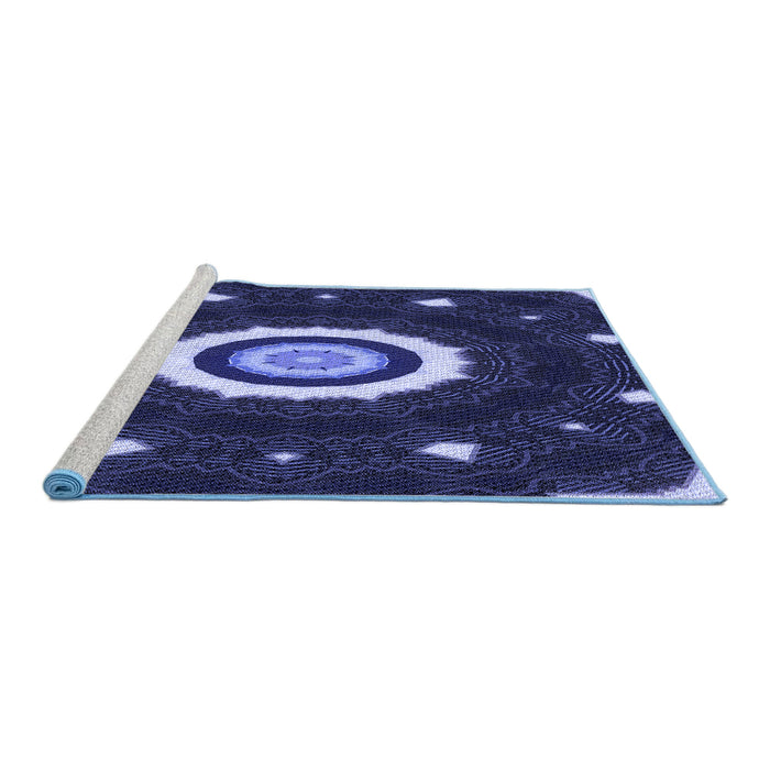 Sideview of Machine Washable Transitional Night Blue Rug, wshpat1872blu