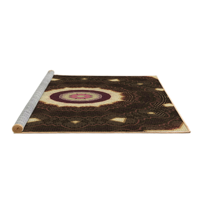 Sideview of Machine Washable Transitional Black Brown Rug, wshpat1872brn