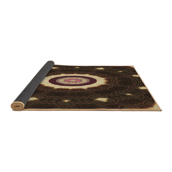 Thickness of Patterned Black Brown Rug, pat1872brn