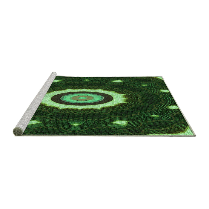 Sideview of Machine Washable Transitional Dark Lime Green Rug, wshpat1872grn