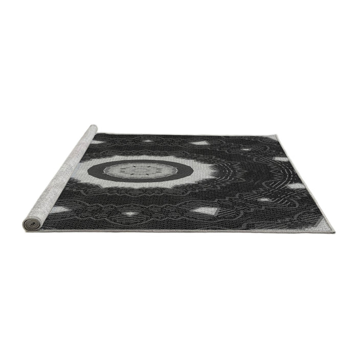Sideview of Machine Washable Transitional Midnight Gray Rug, wshpat1872gry