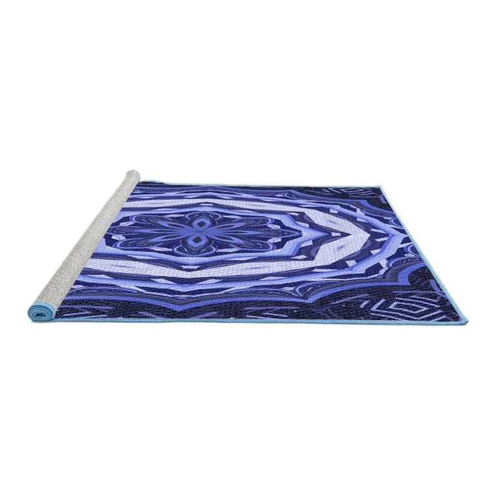 Sideview of Machine Washable Transitional Sky Blue Rug, wshpat1873blu