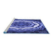 Sideview of Machine Washable Transitional Sky Blue Rug, wshpat1873blu