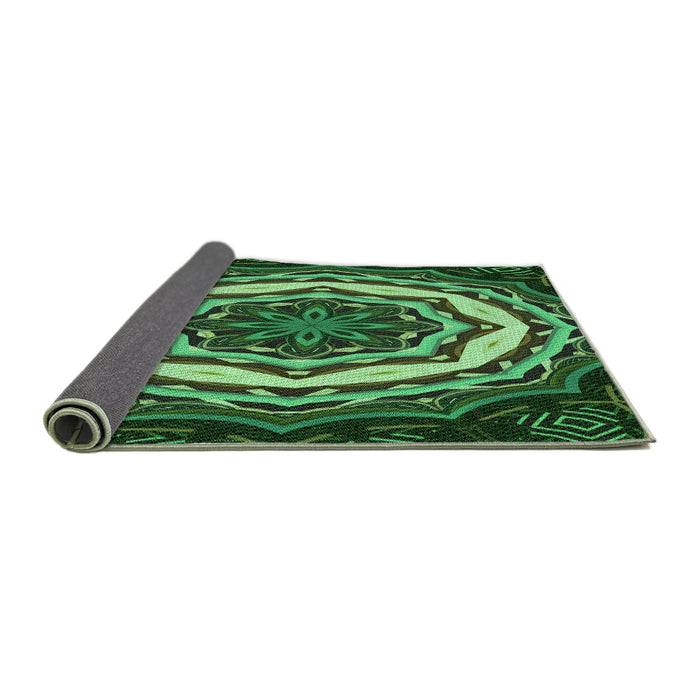 Thickness of Patterned Dark Forest Green Rug, pat1873grn