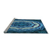 Sideview of Machine Washable Transitional Lapis Blue Rug, wshpat1873lblu