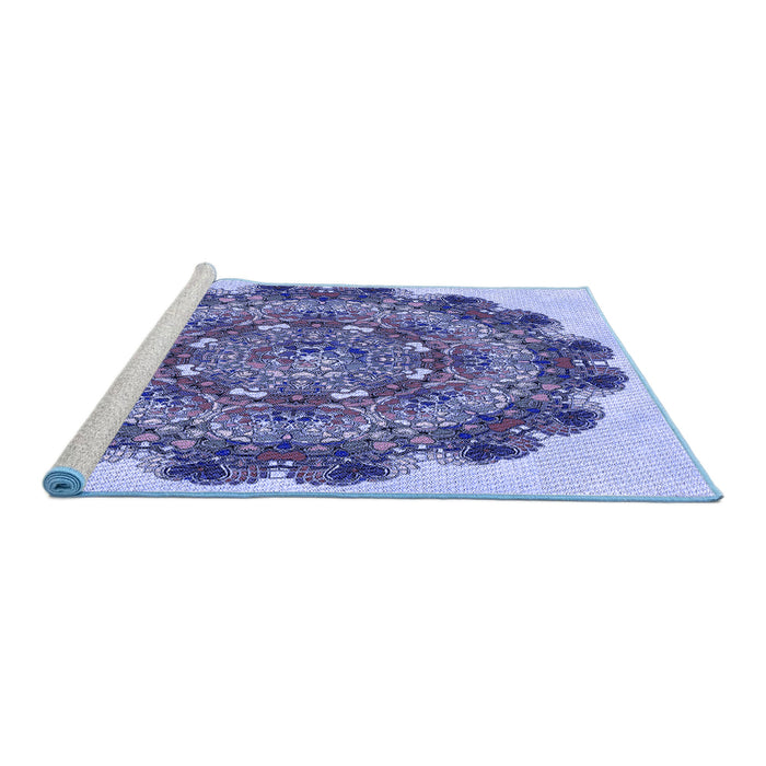 Sideview of Machine Washable Transitional Deep Periwinkle Purple Rug, wshpat1874blu