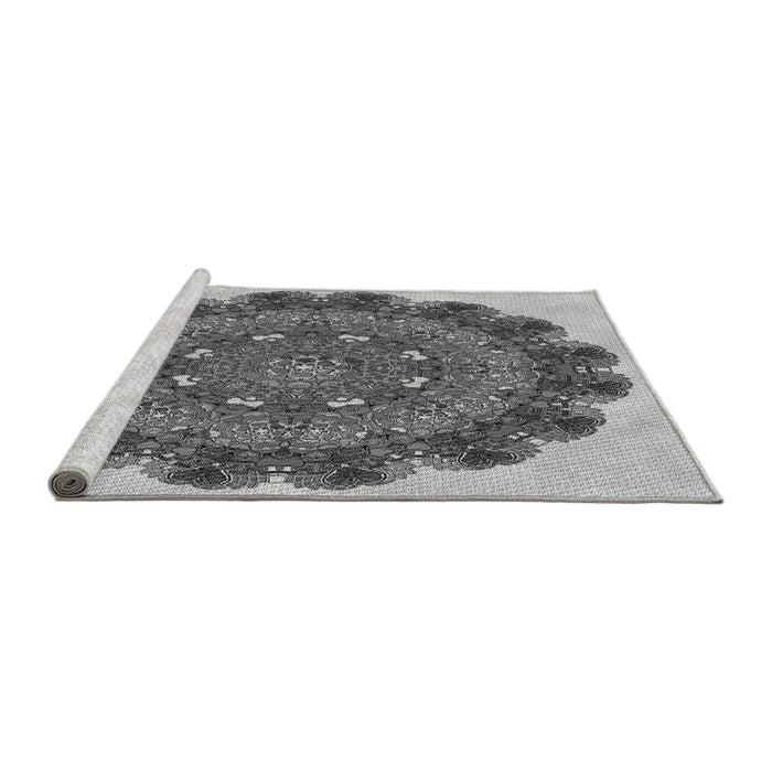 Sideview of Machine Washable Transitional Silver Gray Rug, wshpat1874gry
