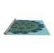 Sideview of Machine Washable Transitional Blue Rug, wshpat1874lblu