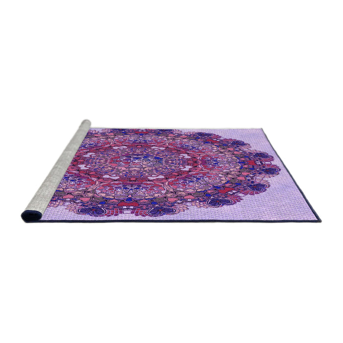Sideview of Machine Washable Transitional Bright Lilac Purple Rug, wshpat1874pur