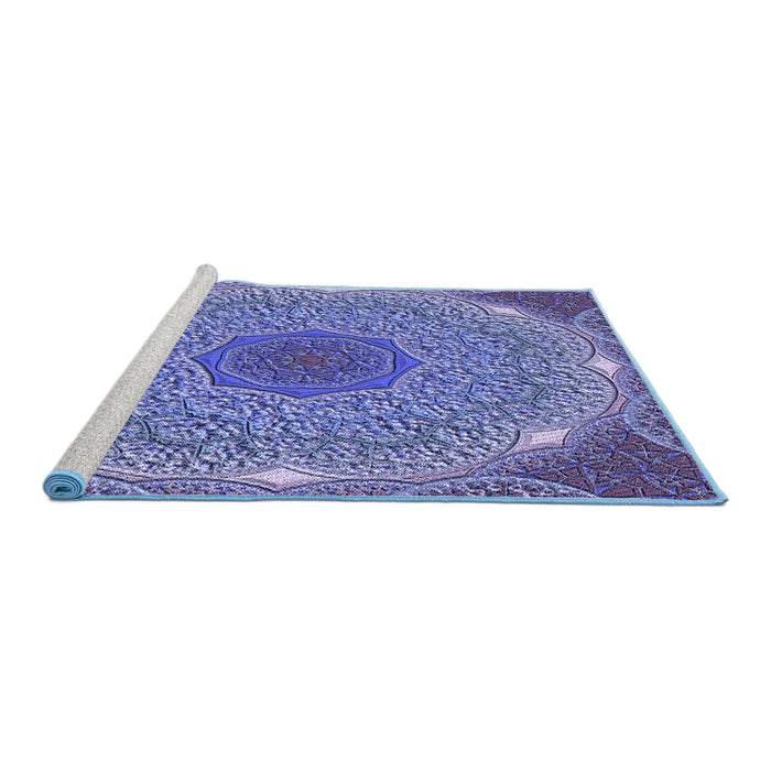 Sideview of Machine Washable Transitional Deep Periwinkle Purple Rug, wshpat1875blu