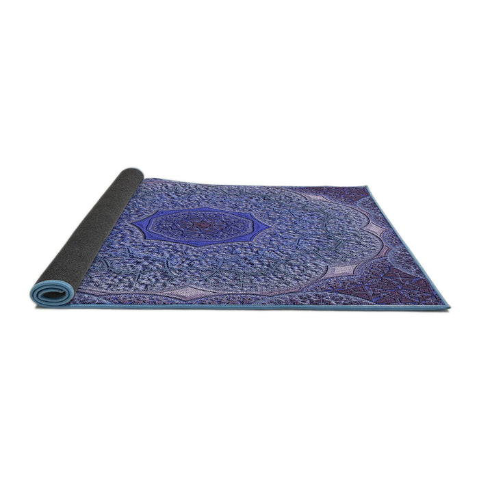 Thickness of Patterned Deep Periwinkle Purple Rug, pat1875blu