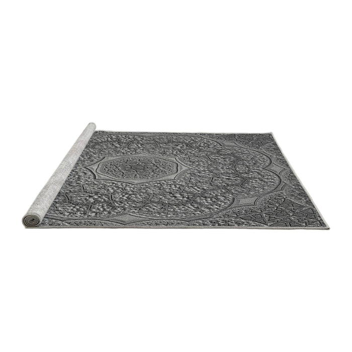 Sideview of Machine Washable Transitional Dark Gray Rug, wshpat1875gry