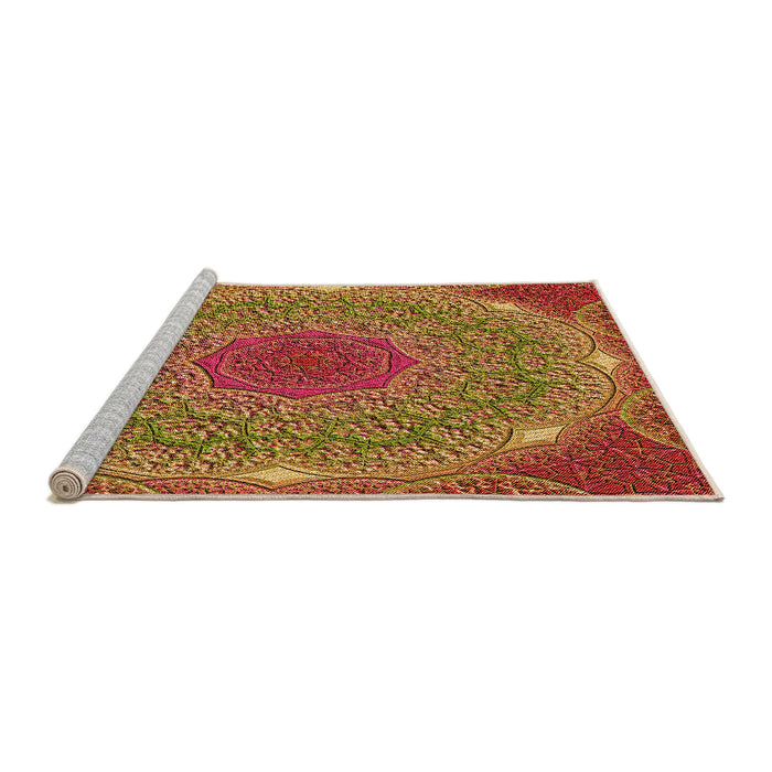 Sideview of Machine Washable Transitional Yellow Rug, wshpat1875org