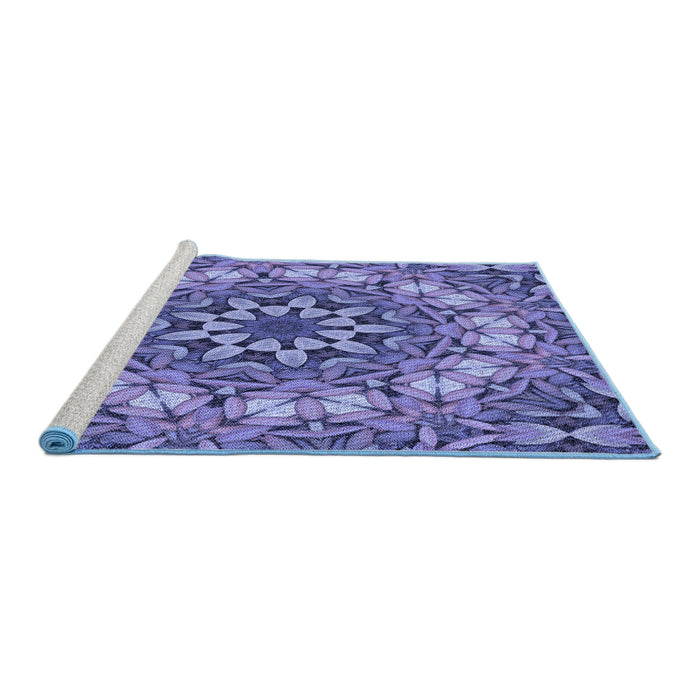Sideview of Machine Washable Transitional Deep Periwinkle Purple Rug, wshpat1876blu