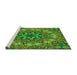 Sideview of Machine Washable Transitional Green Rug, wshpat1876grn