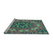 Sideview of Machine Washable Transitional Mint Green Rug, wshpat1876lblu