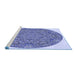 Sideview of Machine Washable Transitional Blue Rug, wshpat1877blu