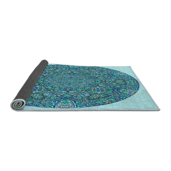 Thickness of Patterned Greenish Blue Green Rug, pat1877lblu