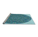 Sideview of Machine Washable Transitional Greenish Blue Green Rug, wshpat1877lblu