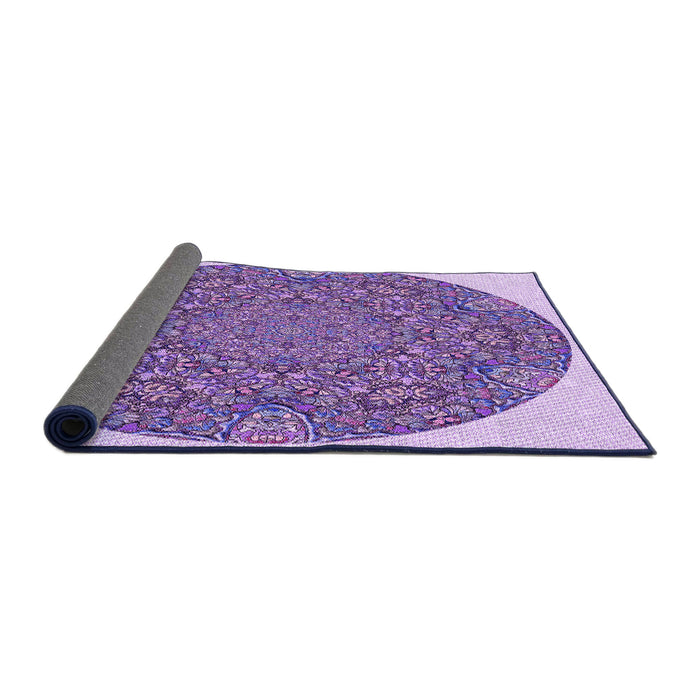 Thickness of Patterned Mauve Purple Rug, pat1877pur