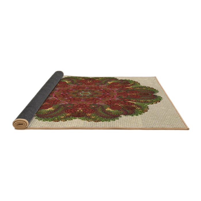 Thickness of Patterned Saffron Red Rug, pat1878brn