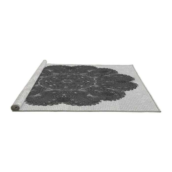 Sideview of Machine Washable Transitional Silver Gray Rug, wshpat1878gry