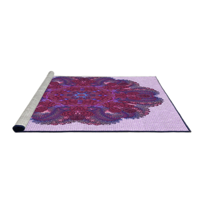 Sideview of Machine Washable Transitional Bright Lilac Purple Rug, wshpat1878pur