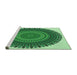 Sideview of Machine Washable Transitional Forest Green Rug, wshpat1879grn