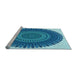 Sideview of Machine Washable Transitional Blue Rug, wshpat1879lblu