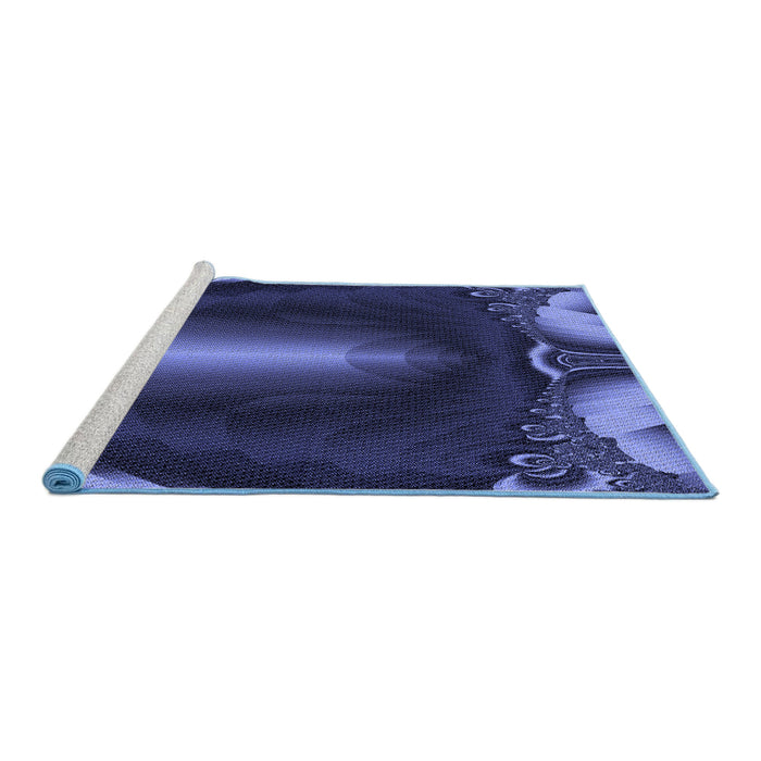 Sideview of Machine Washable Transitional Night Blue Rug, wshpat188blu