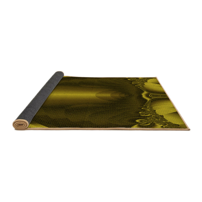 Thickness of Patterned Dark Yellow Green Rug, pat188yw