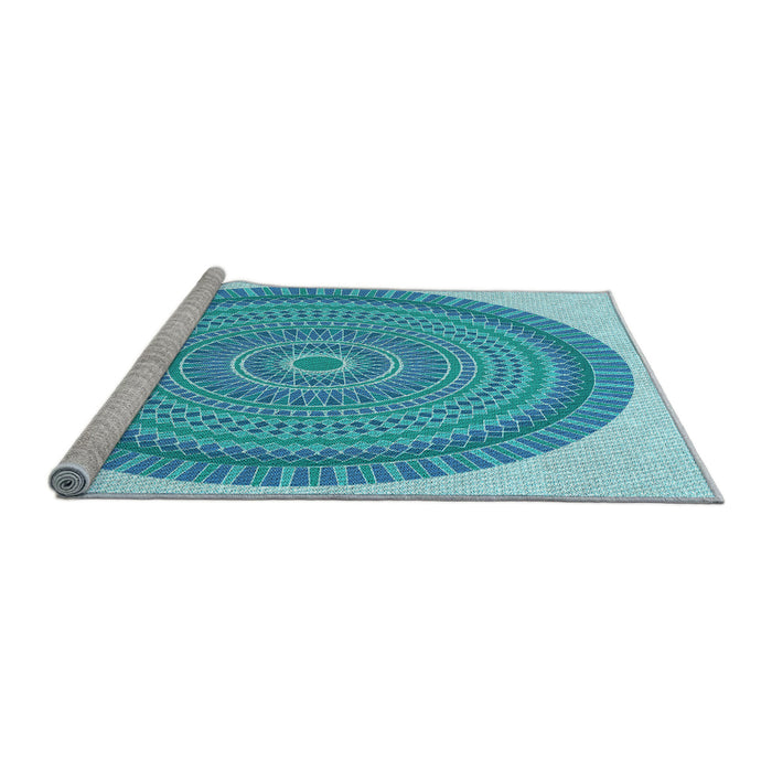 Sideview of Machine Washable Transitional Blue Rug, wshpat1880lblu