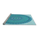 Sideview of Machine Washable Transitional Blue Rug, wshpat1880lblu