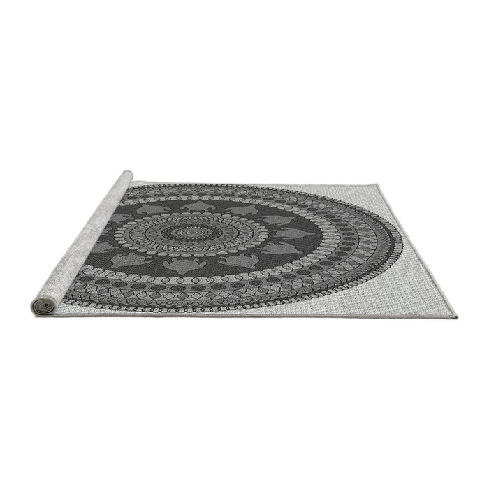 Sideview of Machine Washable Transitional Silver Gray Rug, wshpat1881gry
