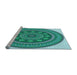 Sideview of Machine Washable Transitional Turquoise Green Rug, wshpat1881lblu